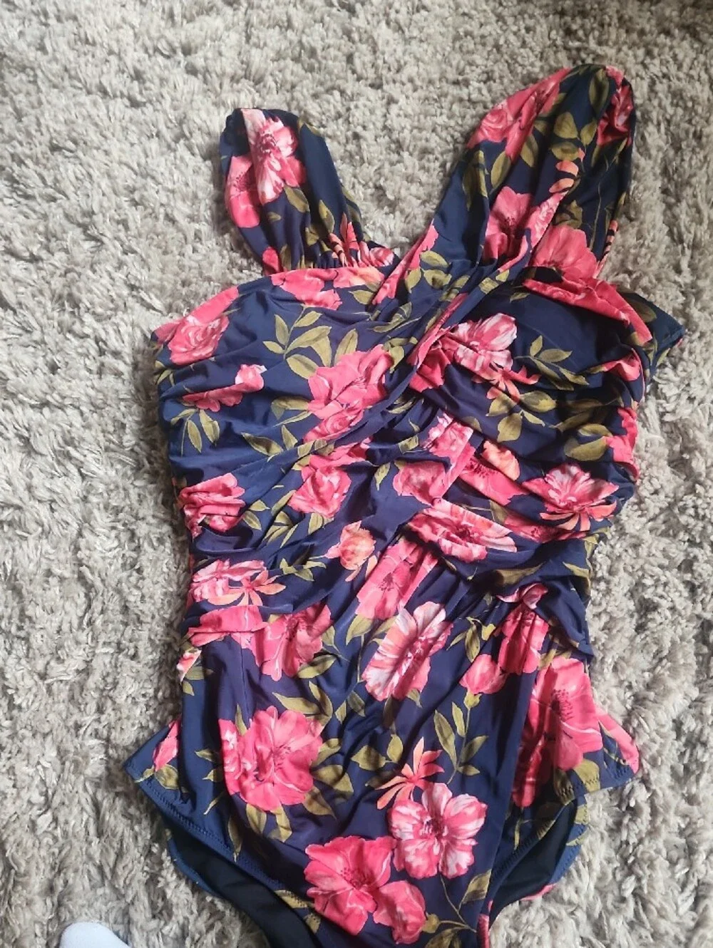 Garnet HILL Ruched Cross Front 1 Piece Swim Suit